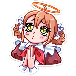 🙏 Anime Mädchen, Engel, Heiligenschein, Cartoon, Aufkleber, Süß telegram sticker