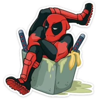 🤔 Deadpool Deadpool, superhéroe, marvel, cómic, gracioso, dibujos animados whatsapp sticker