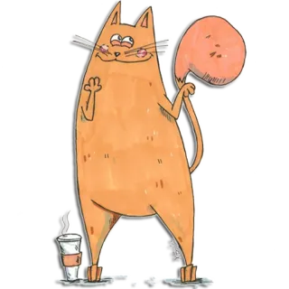 ☺️ кот, оранжевый, мультфильм, животное, кофе, пузырь речи, усы telegram sticker