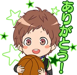 ☺️ ありがとう! anime, basketball, kawaii, cute, thank you, stars, green telegram sticker