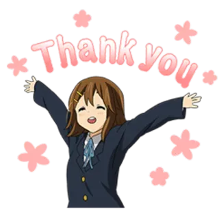 💕 Thank you Anime, Menina, Obrigado, Fofo, Kawaii, Saudação telegram sticker