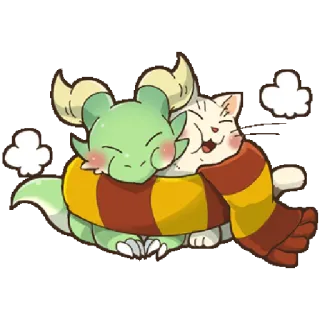 🧣 chat, dessin animé, mignon, monstre, écharpe, câlin, kawaii telegram sticker