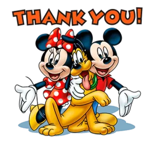 😊 Mickey Mouse THANK YOU! Topolino, Minnie, Pluto, Disney, Grazie, Cartoni animati telegram sticker