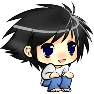 😃 L Death Note Anime, Death Note, L, Investigatore, Kawaii, Chibi telegram sticker