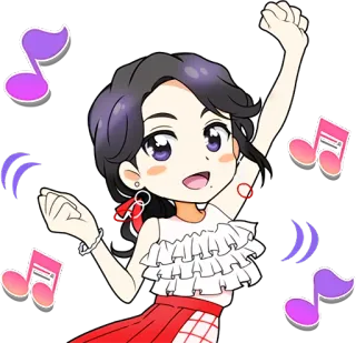 🎵 kobieta, muzyka, pop, dziewczyna, tancerka, słodkie, anime, kreskówka telegram sticker