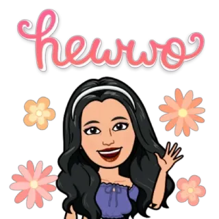 👀 hewwo Bitmoji, Lời chào, Phim hoạt hình, Hoa telegram sticker