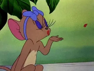 😘 Mouse Tom and Jerry cartoon, kiss, love telegram sticker