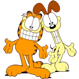 😬 Garfield cartoon, cat, dog, comic strip, friendship, Garfield, Odie whatsapp sticker