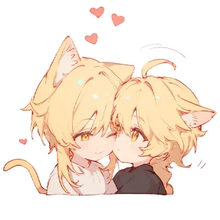 🥰 кот, аниме, милый, любовь, пара, романтика telegram sticker