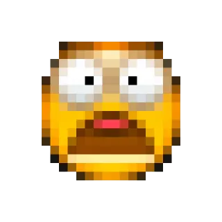 😨 emoji, scared, yellow, pixelated telegram sticker