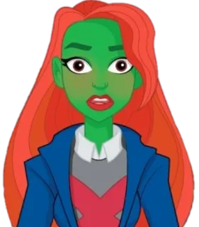😲 Miss Martian DC Super Hero Girls cartoon, superhero, girl, green skin, red hair telegram sticker