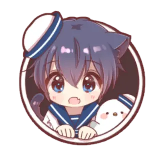 🍓 Anime, Garoto gato, Chibi, Fofo, Uniforme de marinheiro, Desenho animado, Adesivo telegram sticker