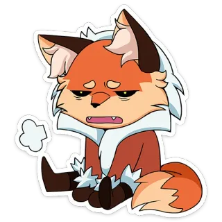 😔 狐狸, 动物, 卡通, 贴纸, 可爱, 疲惫 telegram sticker
