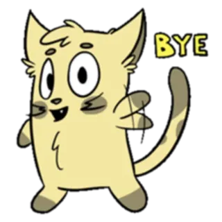 ✋ BYE cat, cartoon, goodbye, yellow, waving, animal telegram sticker