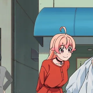 🙌 Anime, Desenho animado, Garota, Gargantilha, Cabelo rosa, Sorriso telegram sticker
