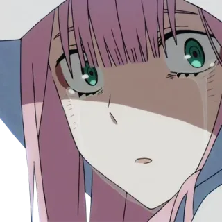 😭 Anime, weinen, Mädchen, traurig, pinke Haare telegram sticker