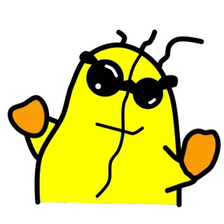 😎 jaune, personnage, dessin animé, lunettes, tache, pouce levé whatsapp sticker