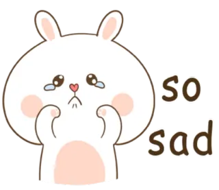 🐽 so sad smutny, królik, kreskówka, uroczy, płaczący, emocjonalny, królik telegram sticker