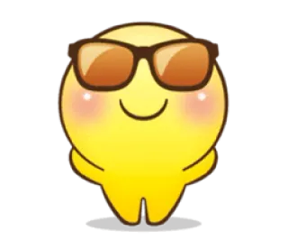 😎 Emoji, Kreskówka, Postać, Żółty, Okulary przeciwsłoneczne, Uroczy whatsapp sticker
