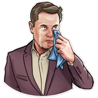 😭 Elon Musk huilen, meme, zakenman, elon musk telegram sticker