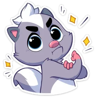 💪 puzzola, cartone animato, carino, animale, adesivo, brillantini, muscoli, forza telegram sticker