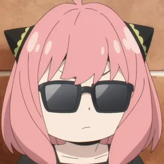🕶 Anya Forger Spy x Family Anime, Anya Forger, Gafas de sol, Spy x Family, Dibujo animado, Personaje, Pelo rosa telegram sticker