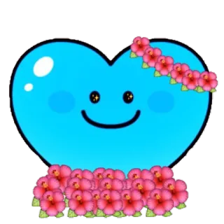 🌺 하트, 꽃, 파란색, 만화 telegram sticker