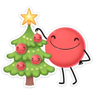 🎄 Weihnachtsbaum, Ornament, Feiertag, Weihnachten, Cartoon, Dekoration telegram sticker