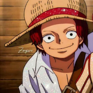 🙂 Shanks One Piece Zorgiro Shanks, One Piece, anime, manga, pirat, rude włosy telegram sticker