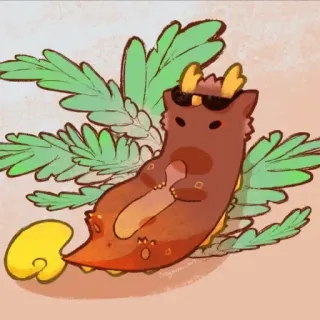 🍂 갯민숭달팽이, 나새류, 귀여운, 동물, 만화, 선글라스, 편안한, 느긋한 telegram sticker