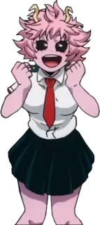 😍 Mina Ashido My Hero Academia Anime, My Hero Academia, Mina Ashido, Rosa, Uniforme escolar telegram sticker