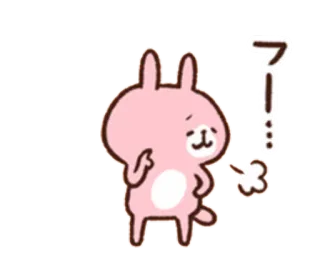 😑 ア… rabbit, bunny, cartoon, animation, cute, cheeky telegram sticker