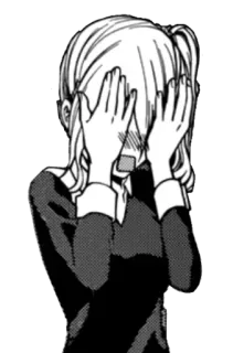 😊 Anime, Mädchen, verlegen, Facepalm, Manga, nervös, schüchtern, Gesicht verdeckend telegram sticker