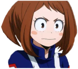 😖 Ochaco Uraraka My Hero Academia 动漫, 御茶子, 丽日, 我的英雄学院, 生气 telegram sticker