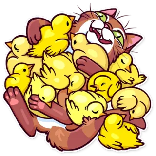 😀 cat, chickens, animals, cute, pet, cartoon telegram sticker