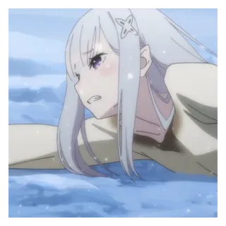 🛏 Emilia Re:Zero anime, chica, llorando, re zero, emilia whatsapp sticker