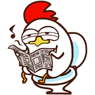 😌 NEWS Huhn, Lesen, Zeitung, Toilette, Vogel, Cartoon telegram sticker