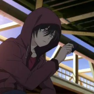✨ Anime, Personnage, Sweat à capuche, Homme, Triste, Manga telegram sticker