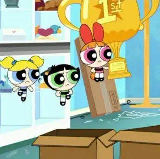 🎀 Powerpuff Girls kartun, animasi, Powerpuff Girls, piala telegram sticker
