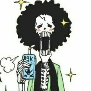 💀 Brook One Piece アニメ, 漫画, 面白い, 骸骨, ブルック, ワンピース, 牛乳 telegram sticker