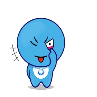 😜 Personaggio, Cartone animato, Adesivo, Blu, Stravagante telegram sticker