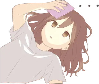 😕 anime girl, sweat, heat, tired, cartoon, illustration telegram sticker