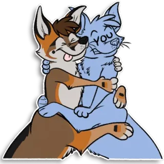 😍 you Cartoon, Furry, Anthropomorph, Umarmung, Tier telegram sticker