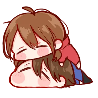 💞 ちび, 可愛い, ハグ, 漫画, アニメ whatsapp sticker