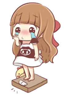 😱 Cartoon, Mädchen, weinend, Gewicht, traurig, kawaii telegram sticker