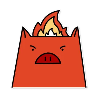 🤬 свинья, огонь, злой, мультфильм, наклейка, красный, животное telegram sticker