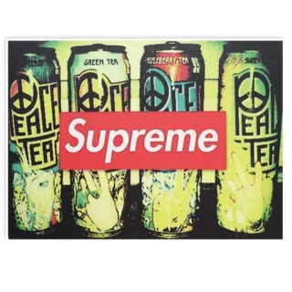 😡 Supreme supreme, peace sign, tea, beverage, drink, can, green tea, huckleberry tea telegram sticker