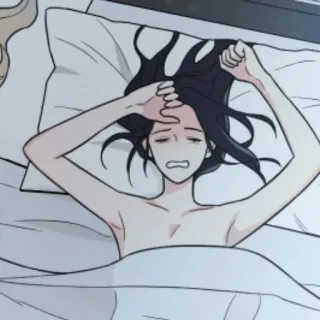 😪 mulher, cama, sonolenta, manhã, cansada telegram sticker