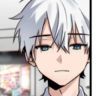 🥛 anime, boy, white hair, blue eyes, character, manga, sticker whatsapp sticker