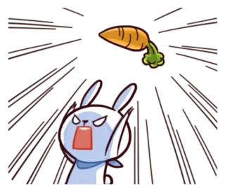 😤 愤怒的兔子, 胡萝卜, 卡通, 可爱, 兔子 telegram sticker